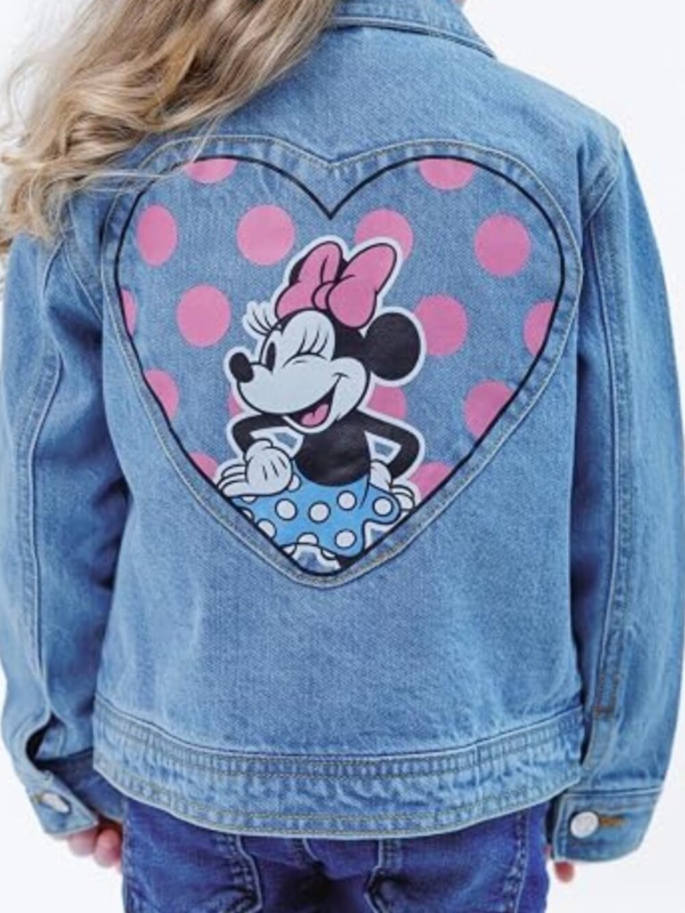 NWT Disney Minnie Mouse Button Front Embroidered Denim Jacket girls size 7-8